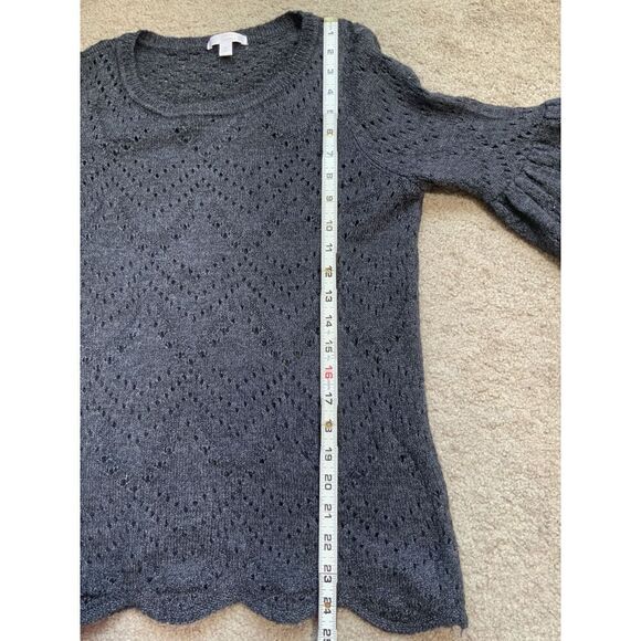 LC Lauren Conrad Gray Knitted Pattern Crew Neck Long Sleeve Sweater Size Small - Picture 12 of 12